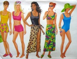5551 BUTTERICK 1-2 PIECE SWIMSUIT, COVER UP LENGTHS PATTERN 6-22 3 SZS